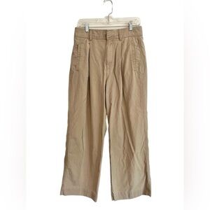 Everlane Draper Pleated Pant Khaki Ash Brown High Rise Wide Leg Size 8S